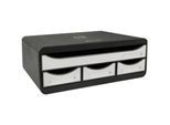 Exacompta TOOLBOX Weiß glossy, Ablagemodul A4+ mit 4 Schubladen (3 klein/1 groß), 27 cm tief, stapelbar, 25 Jahre