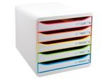 Exacompta Big Box Plus Black Office Weiß, 5 offene Schubladen A4/A4+/24x32, leise, Sicherheitsstopp, stapelbar
