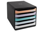 Exacompta Big Box Plus Glossy Schwarz, 5 offene Schubladen A4/A4+/24x32, leise, Sicherheitsstopp, stapelbar