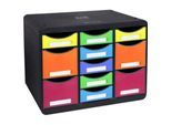 Exacompta Store-Box Multi Office Schwarz, 11 offene Schubladen (7 flach/4 hoch), leise, stapelbar, 25 Jahre Garantie