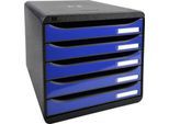 Exacompta Big Box Plus Iderama Königsblau glossy, 5 offene Schubladen A4/A4+/24x32, leise, Sicherheitsstopp, stapelbar