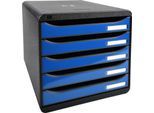 Exacompta Big Box Plus Iderama Eisblau glossy, 5 offene Schubladen A4/A4+/24x32, leise, Sicherheitsstopp, stapelbar