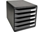 Exacompta Big Box Plus Metallic Silber, 5 offene Schubladen A4/A4+/24x32, leise, Sicherheitsstopp, stapelbar