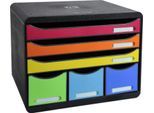 Exacompta STOREBOX Iderama Regenbogen, 6 offene Schubladen A4+ quer, 27 cm tief, leise, Sicherheitsstopp, stapelbar