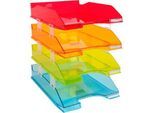 Exacompta Briefablagen Set Combo Linicolor, 4-tlg A4+, bis 500 Blatt je Ablage, Etikettenhalter, stapelbar, 25 Jahre