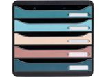 Exacompta Big Box Plus Skandi sortiert, 5 Schubladen A4/A4+, offene Front, leise mit Sicherheitsstopp, stapelbar