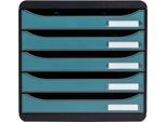Exacompta Big Box Plus Skandi Pazifikblau, 5 Schubladen A4/A4+, offene Front, leise, stapelbar, Blauer Engel