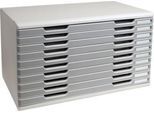 Exacompta MODULO A3 Schubladenbox 10 Laden Steingrau, für A4–A3+, staubgeschützt, leise mit Sicherheitsstopp, stapelbar