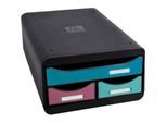 Exacompta Small Box Skandi sortiert, 3 Schubladen A4+, leise mit Sicherheitsstopp, stapelbar, 13,5 cm, 25 Jahre