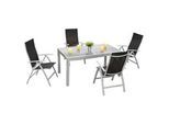 Gartengarnitur 5-tlg. Carrara Metall/Textil/Glas
