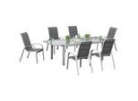 Gartenmöbel Set 7-tlg Amalfi di Lusso Metall/Glas/Textil