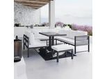DiningLoungeset Pergolina Weiß Metall/Outdoorstoff +Abdeckung