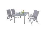 Gartengarnitur 5-tlg. Taviano Metall/Textil/Glas