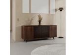 Sideboard Zelia Holz/Glas Braun/Walnussfarben