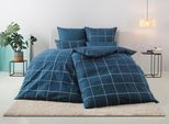 Bettwäsche OTTO HOME "Nature", blau (dunkelblau), B/L: 135cm x 200cm, 1 Stk., 1 Stk., Renforcé, B/L: 80cm x 40cm, 2 Stk., Renforcé, Obermaterial: 100% Baumwolle, Bettwäsche, Bettwäsche, Bettwäsche in unregelmäßigem Karo-Muster