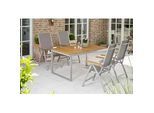 Gartentischgruppe Naxos Grau/Akaziefarben Echtholz