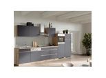 Küchenzeile Turin mit Geräten ca. 360 cm Grau/Wotan Eiche