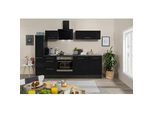 Küchenzeile Schwarz Hochglanz/ Grau mit Geräte B: 250 cm