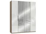 Drehtürenschrank Level 36D mit Spiegel ca. 200 cm Weiß/Eiche