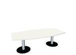 Konferenztisch, bis 8 Personen, Boot, Tellerfuss, B 2400 x T 800/1200 x H 720 mm, weiss/weissaluminium