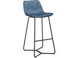 Barhocker Nery Blau Samt Gepolstert
