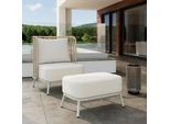 Gartensessel Iska Creme Outdoorstoff/Metall +Abdeckung