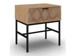 Nachtkästchen Milano Schwarz/Esche Echtholz/MDF