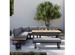 Dining-Loungeset Emma Dunkelg Outdoorstoff/Metall/Polywood