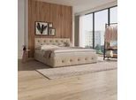 Polsterbett Julie Beige ca. 180x200 cm Stauraum