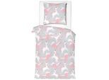 Kinderbettwäsche Einhorn Hellgrau ca. 140x200cm