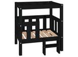 VidaXL erhöhtes Hundebett aus Kiefernholz schwarz 43 cm, 70 cm, 43 cm