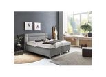Boxspringbett, grau (feinstrukturstoff grau), Kaltschaum-Topper, Liegefläche B/L: 180cm x 200cm, H2, 7-Zonen-Kaltschaummatratze, Bezug Unterbox und Kopfteil: Feinstrukturstoff (77% Polyester, 23% Viskose);Bezug Obermatratze 100% Polyester, waschbar bis 60C, WESTFALIA SCHLAFKOMFORT, Komplettbetten, Boxspringbett, in diversen Ausführungen