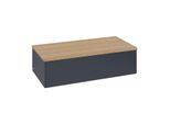 Villeroy und Boch Antao Waschtisch-Unterschrank L40001HG mit Beleuchtung, 1 Auszug, 1000 x 268 x 500 mm, Front ohne Struktur, Midnight Blue Matt Lacquer / Honey Oak