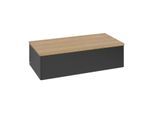 Villeroy und Boch Antao Waschtisch-Unterschrank L40001PD mit Beleuchtung, 1 Auszug, 1000 x 268 x 500 mm, Front ohne Struktur, Black Matt Lacquer / Honey Oak