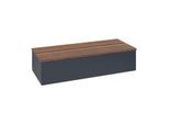 Villeroy und Boch Antao Sideboard L41002HG mit Beleuchtung, 1 Auszug, 1200 x 268 x 500 mm, Front ohne Struktur, Midnight Blue Matt Lacquer / Warm Walnut