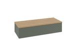 Villeroy und Boch Antao Sideboard L41101HL mit Beleuchtung, 1 Auszug, 1200 x 268 x 500 mm, Front mit Struktur, Leaf Green Matt Lacquer / Honey Oak