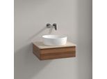 Villeroy und Boch Antao Waschtisch-Unterschrank K07013HM 60x19x50cm, Waschbeckenplattenfarbe botticino, warm walnut