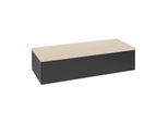 Villeroy und Boch Antao Sideboard L41003PD mit Beleuchtung, 1 Auszug, 1200 x 268 x 500 mm, Front ohne Struktur, Black Matt Lacquer / Botticino
