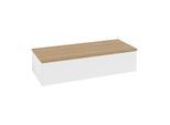 Villeroy und Boch Antao Sideboard L41001MT mit Beleuchtung, 1 Auszug, 1200 x 268 x 500 mm, Front ohne Struktur, White Matt Lacquer / Honey Oak