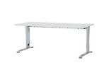 Schäfer Shop Select Schreibtisch LOGIN, manuell höheneinstellbar, C-Fuss, B 1800 x T 800 x H 660-820 mm, lichtgrau/weissalu