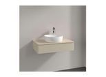 Villeroy und Boch Antao Waschtisch-Unterschrank L08053HJ mit Beleuchtung, 1 Auszug, 800 x 190 x 500 mm, Front ohne Struktur, Silk Grey Matt Lacquer / Botticino