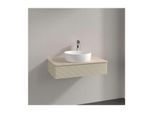 Villeroy und Boch Antao Waschtisch-Unterschrank L08153HJ mit Beleuchtung, 1 Auszug, 800 x 190 x 500 mm, Front mit Struktur, Silk Grey Matt Lacquer / Botticino