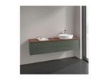 Villeroy und Boch Antao Waschtisch-Unterschrank K27152HL 160x36x50cm, Hahnloch, Waschbeckenplattenfarbe warm walnut, leaf green matt lacquer