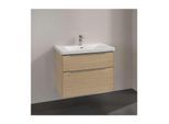 Villeroy und Boch Subway 3.0 Waschtischunterschrank C57400VJ 77,2 x 57,6 x 47,8 cm, 2 Auszüge, Nordic Oak, Aluminium Griff