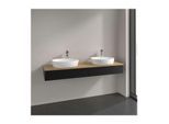 Villeroy und Boch Antao Waschtisch-Unterschrank L17151PD mit Beleuchtung, 2 Auszüge, 1600 x 190 x 500 mm, Front mit Struktur, Black Matt Lacquer / Honey Oak