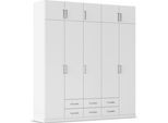 Kleiderschrank RAUCH "Schrank Garderobe Wäscheschrank GAMMA in 4 Breiten 91-226 cm", weiß (alpinweiß, griffe chrom), B:226cm H:248cm T:54cm, Holzwerkstoff, Schränke, Kleiderschrank, mit Schubladen und Schrankaufsatz, schlichtes Design MADE IN GERMANY
