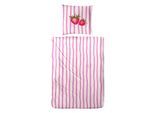 Bettwäsche PRIMERA "Renforce-Bettwäsche Lemon stripes", rosa (pink), B/L: 155cm x 220cm, 1 Stk., 1 Stk., Renforcé, B/L: 80cm x 80cm, 2, Renforcé, Obermaterial: 100% Baumwolle, Bettwäsche, Bettwäsche