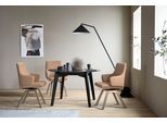 Polsterstuhl STRESSLESS "Laurel", braun (latte batick, eiche natur), B:58cm H:92cm T:59cm, Leder BATICK: BATICK ist ein leicht korrigiertes, durchgefärbtes und genarbtes Möbelleder, bei dem die meisten Unebenheiten und Spuren in der Regel entfernt wurden., Stühle, Polsterstuhl, Low Back mit Armlehne, Größe L, mit schräggestellten Beinen in Eiche