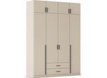 Kleiderschrank RAUCH "Schrank Garderobe Wäscheschrank GAMMA in 4 Breiten 91-226 cm", beige (beige (champagner), griffstangen graumetallic), B:181cm H:248cm T:54cm, Holzwerkstoff, Schränke, Kleiderschrank, mit Schubladen und Schrankaufsatz, schlichtes Design MADE IN GERMANY