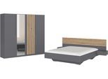 Schlafzimmer-Set RAUCH "Komplettzimmer Komplett Set Schrank 226 cm Bett 160/180 cm LAMELLA", grau (graumetallic, eiche artisan), PREMIUM + ohne Matratze, B/H: 160cm x 200cm, PREMIUM, Holzwerkstoff, Schlafzimmermöbel-Sets